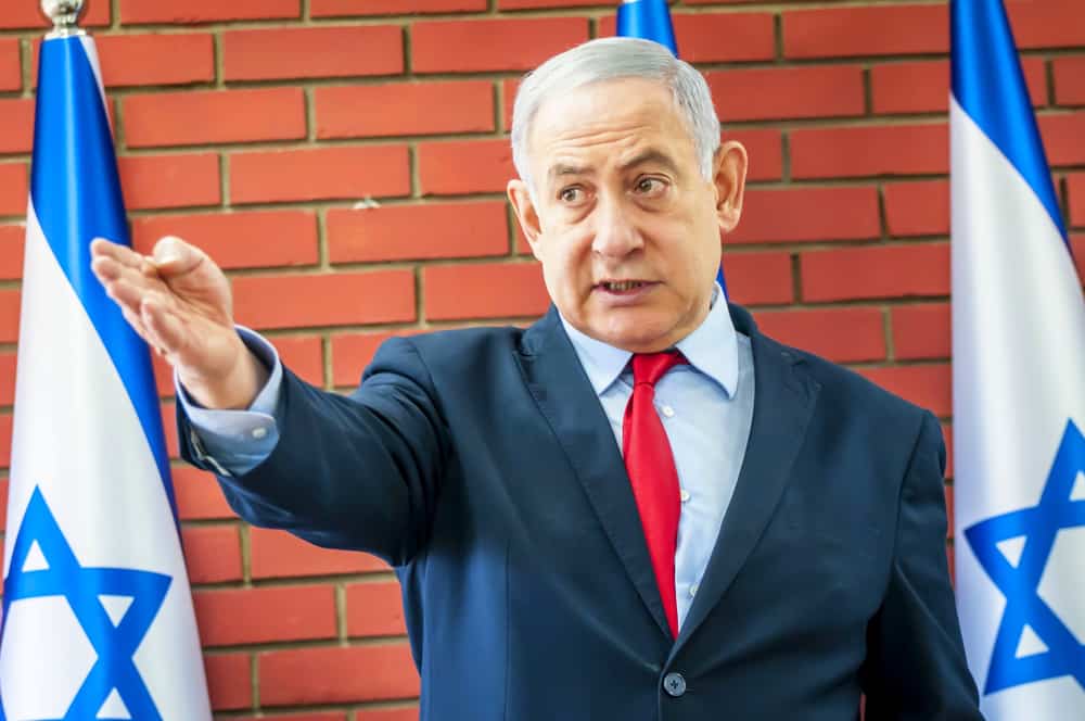 Prime minister of Israel Benjamin Netanyahu meeting with journalists from the Israeli media outlets in Russian at the Beit-Jabotinsky compound.