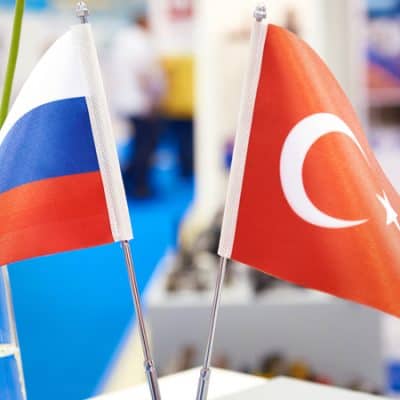 Flags of state Russia Turkey