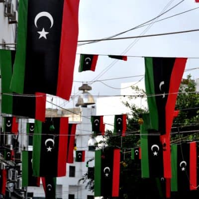 Libyans celebrate the liberation from the Qaddafi regime in the streets of Tripoli