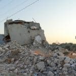 A destroyed building because of russian airstrike on civil family house.