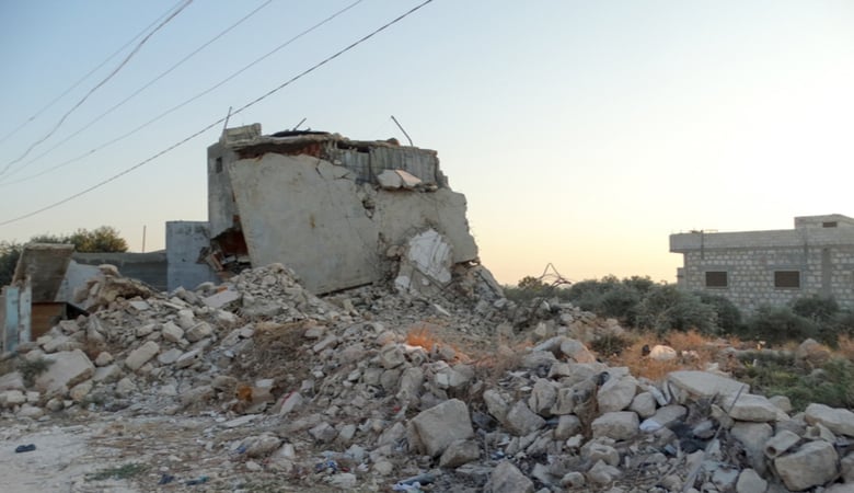 A destroyed building because of russian airstrike on civil family house.