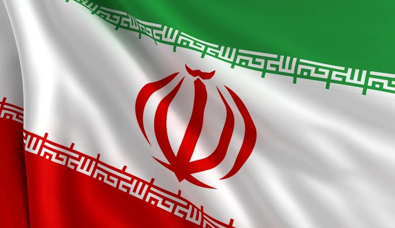 A flag of Iran in the wind