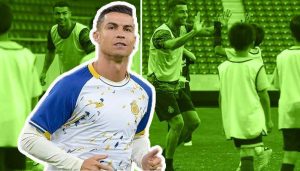 cristiano ronaldo plays football with kids on al nassrs japan tour