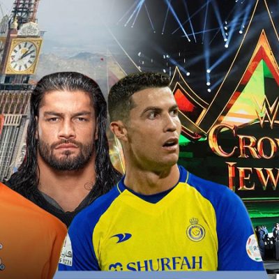 wwe crown jewel saudi arabia john cena roman reigns and cristiano ronaldo