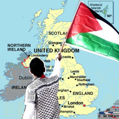 waving palestine flag in uk