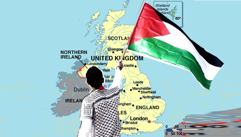 waving palestine flag in uk