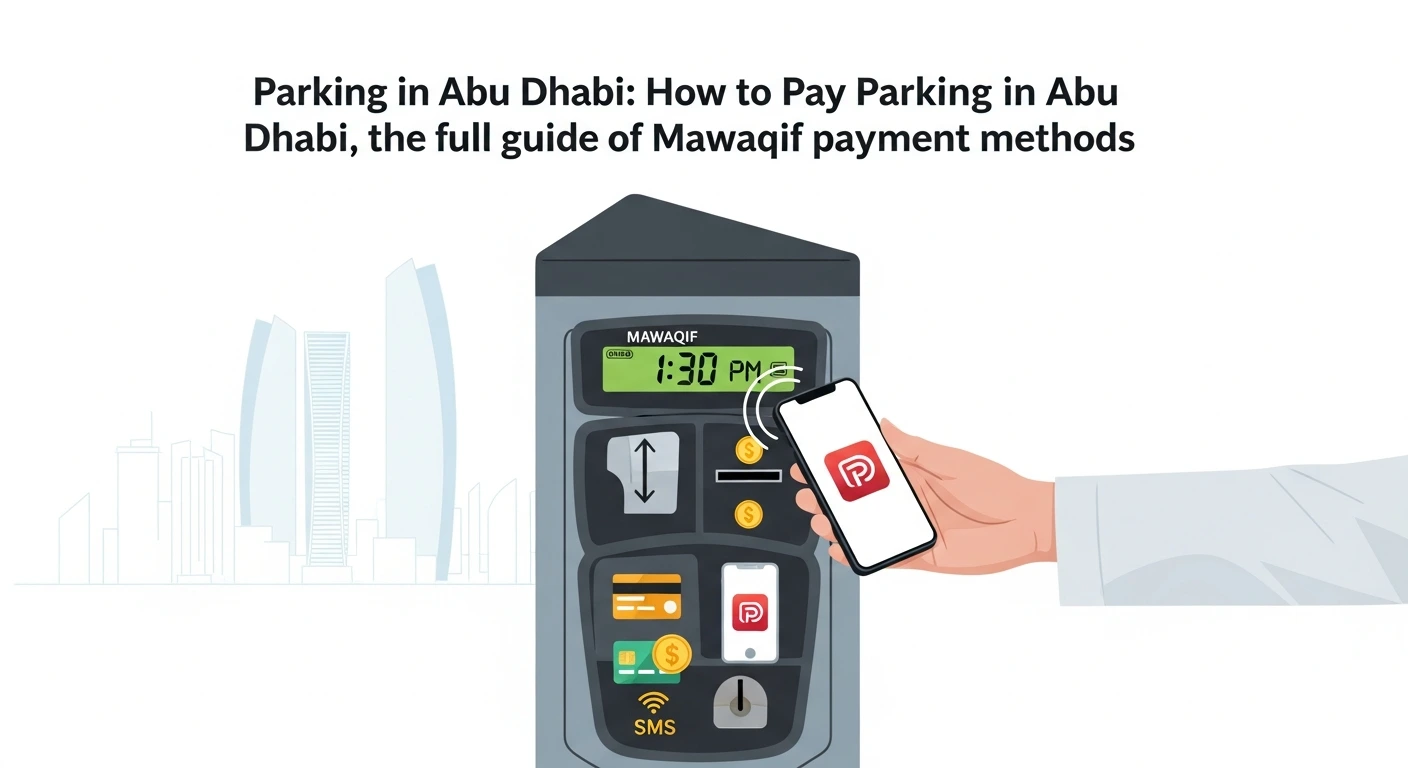 How to Pay for Parking in Abu Dhabi, the full guide of Mawaqif payment methods.