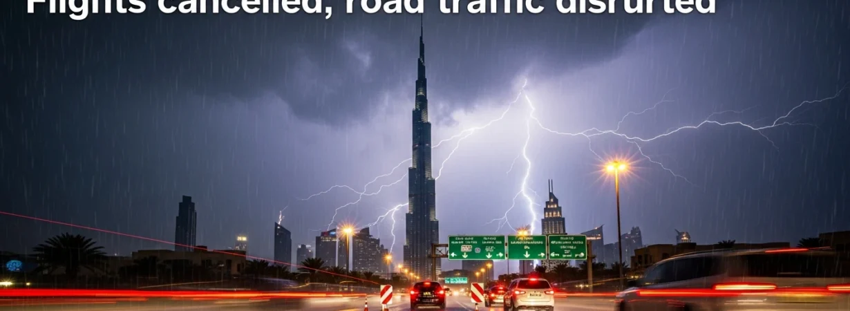 Heavy rain and thunderstorms hit UAE Flights cancelled, road traffic disrupted