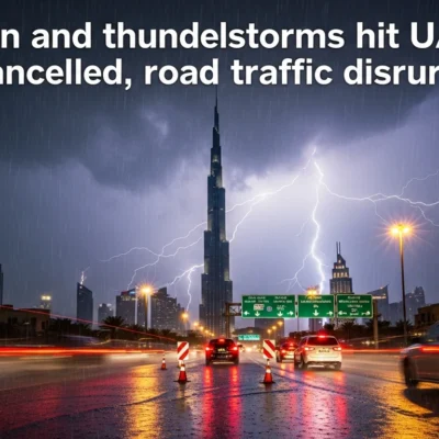 Heavy rain and thunderstorms hit UAE Flights cancelled, road traffic disrupted