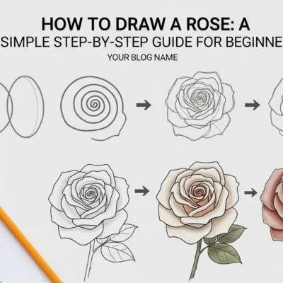 Make an image for my blog article titled How to Draw a Rose A Simple Step-by-Step Guide for Beginners