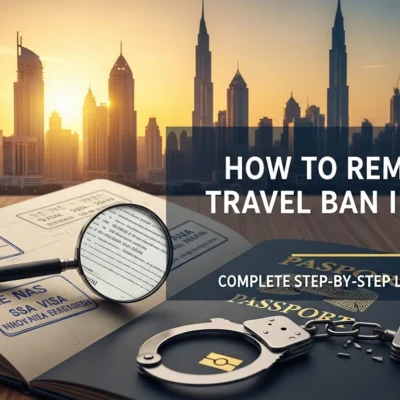 make a cover image for my blog article titled How to Remove Travel Ban in UAE Complete Step-by-Step Legal Guide